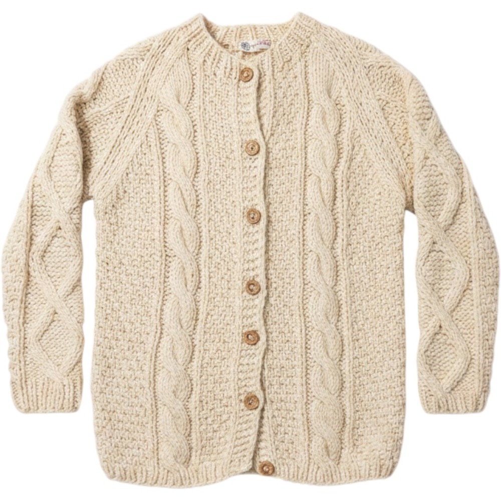 Peck & Peck Vintage Wool Cable Knit Cardigan Sweater Cream Made in Italy